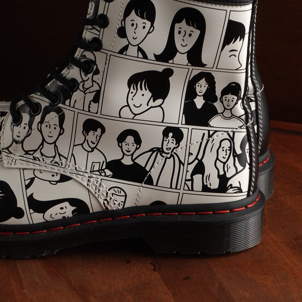 Dr. Martens Boots Unisex SZ M9 W10 BLK White 1460 Fuyuki Kanai For Pride Combat - Picture 8 of 16